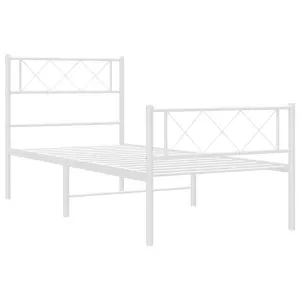 Berkfield Metal Bed Frame with Headboard and Footboard White 100x190 cm