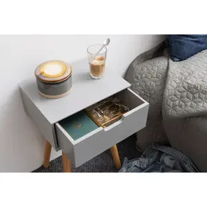 Mattias 1 Drawer Bedside Table Natural/Grey