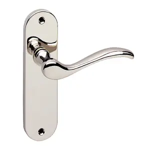 URBNLIVING 150mm Length 12 Pcs Geneva Metal & Polished Nickel Plain Lever Latch Door Handles Set