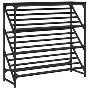 Berkfield Shoe Rack Black 90x30x85 cm Engineered Wood