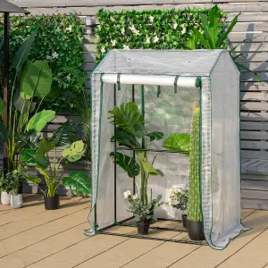 COSTWAY Outdoor Greenhouse Walk-in Garden Greenhouse w/ 2 Zippered Roll up Doors