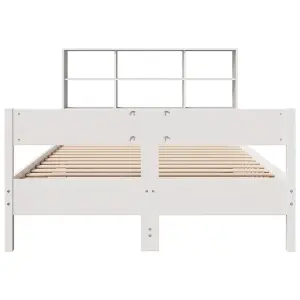 Berkfield Bookcase Bed without Mattress White 150x200 cm King Size Solid Wood Pine