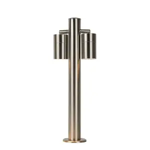 Lucide Arne-Led Modern Bollard Light Outdoor 6,3cm - LED - GU10 - 2x5W 2700K - IP44 - Satin Chrome