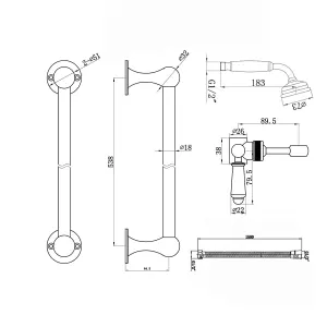 ENKI Gallant Antique Brass Traditional Deck Mounted Brass Thermostatic Shower Bar Mixer Valve with Slider Rail Kit BBT0229