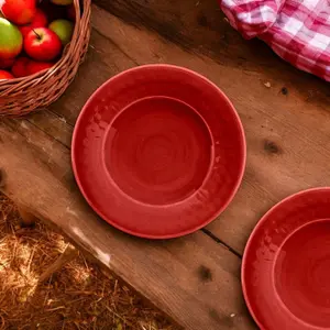 Purely Home Crackle Red Melamine Side Plates - Set of 4