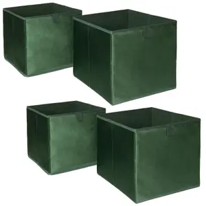 Pack of 4 Matte Velvet Cube Storage Boxes