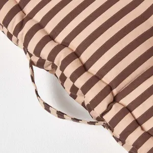 Homescapes Cotton Brown and Beige Thin Stripe Floor Cushion, 50 x 50 cm