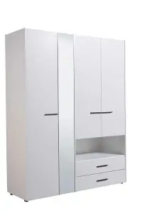 Limone White 4 Doors and 2 Drawers Wardrobe