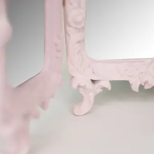 Melody Maison Small Pink Ornate Rose Triple Mirror - 37cm x 38cm