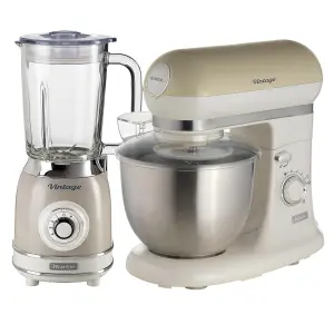 Ariete ARPK36 Vintage Retro Jug Blender and Stand Mixer Set, Cream