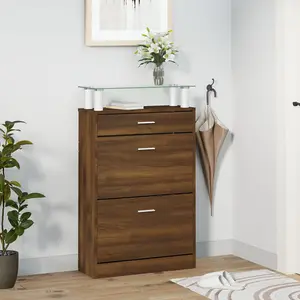 Berkfield Shoe Cabinet Brown Oak 63x24x104 cm Engineered Wood