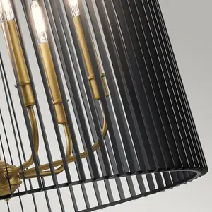 Luminosa Kichler Linara Wire Frame Pendant Ceiling Light Black & Natural Brass