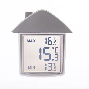 Digital Window or Wall Thermometer - House Shaped Indoor Outdoor Temperature Meter with Digital Display in Celsius or Fahrenheit