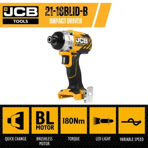 JCB 18BLID-B 18V  Brushless Impact Driver Cordless Lithium Bare + LBOXX Inlay