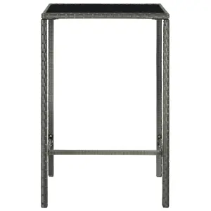 Berkfield Garden Bar Table Grey 70x70x110 cm Poly Rattan and Glass