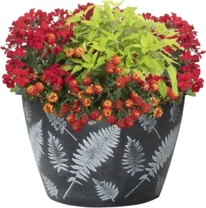 Recycled Plastic Planter Pot - 11" Fern Bowl Black White