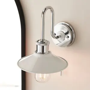 Luminosa Fiumicino Bathroom Metal Wall Lamp, Chrome Plate, Gloss White, IP44