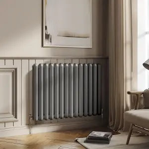 Estelle Grey Horizontal Column Radiator - 600x860mm