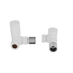 Rinse Bathrooms 15mm Round Head Corner Radiator Valves Corner Towel Rail Valve + Lockshield Valve White