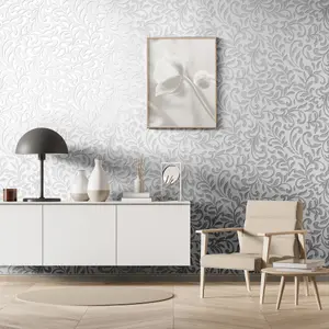 Paste the Wall White and Pearl Damask Wallpaper