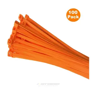 100 x Fluorescent Orange Cable Ties 200 x 4.8mm / Extra Strong Zip Tie Wraps