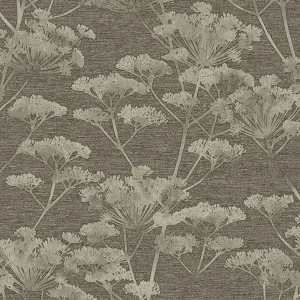 Boutique Serene Seed-Head Taupe & Gold Floral Wallpaper