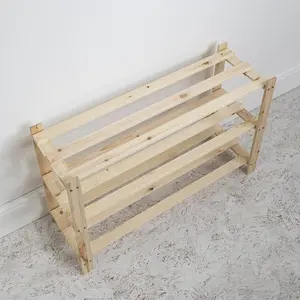 3 Tier Shoe Rack in Natural Pine