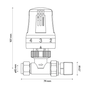 Flomasta Polished Straight Thermostatic Radiator valve (Dia)10mm x ½"