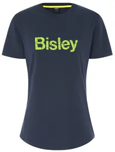 BISLEY WORKWEAR WOMEN'S COTTON LOGO TEE Small NAVY 10