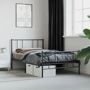 Berkfield Metal Bed Frame with Headboard and Footboard Black 75x190 cm 2FT6 Small Single