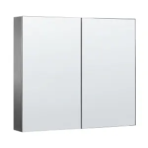 Bathroom Wall Mounted Mirror Cabinet 80 x 70 cm Black NAVARRA