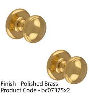 2 PACK - 81mm Traditional Centre Front Door Round Dome Knob Polished Brass Outdoor