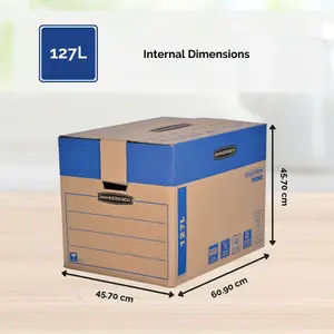 5 BANKERS BOX Cardboard Moving Boxes 127L Ultra Heavy Duty Double Wall Boxes Pack of 5