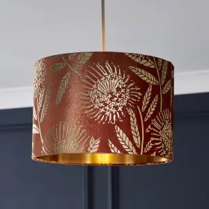 The Lighting Edit Varuna Orange Velvet effect Floral Light shade (D)30cm