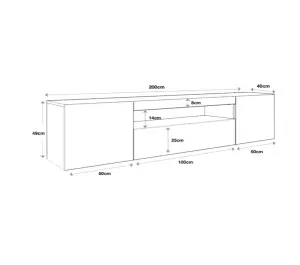 Furneo High Gloss & Matt White Living Room Set TV Stand Display Cabinets ArtClif8 Blue LED Lights