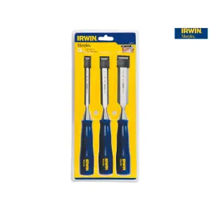 Irwin Marples M444 Blue Chip Bevel Edge Chisel Set - 3 Sizes Included