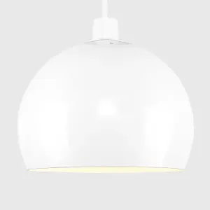 ValueLights Pair Of Mini Retro Gloss White Arco Style Dome Ceiling Pendant Light Shades