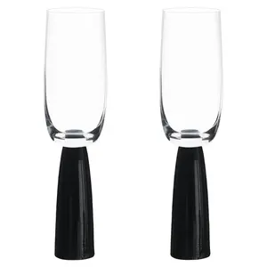 Oslo Champagne Flutes (Set of 2) Clear/Black