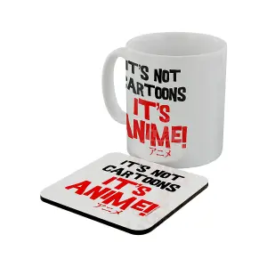 Grindstore Its Not Cartoons Its Anime Mug & Coaster Set White (One Size)