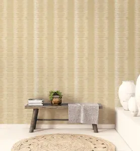 Galerie Metallic Fx Gold Metallic Layered Stripe Textured Wallpaper