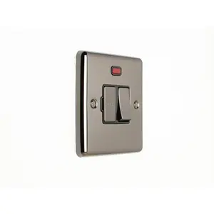 Fuse Spur with Neon Enhance Range Black Trim Wall Mounted Light Switch