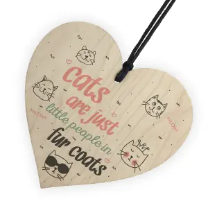 Red Ocean Cats Fur Coats Wooden Hanging Heart Home Plaque Friendship Plaque Cat Animal Lover