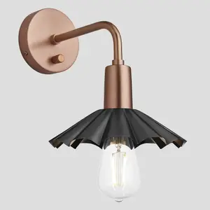 Industville Sleek Umbrella Wall Light, 8 Inch, Pewter, Copper Holder