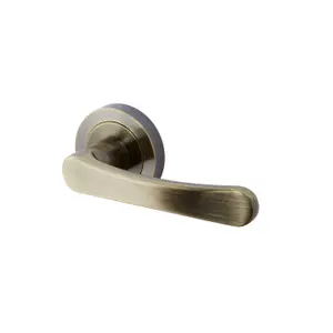 Colours Caspe Brown Antique brass effect Aluminium Straight Latch Door handle (L)112mm, Pair