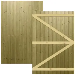 Premier Garden Supplies Pedestrian Gate 180cm (6ft) High x 120cm Wide Tongue & Groove Flat Top Semi-Braced Single Swing Gate