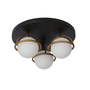 Lucide Isobel Classic Flush Ceiling Light Bathroom 38cm - 3xG9 - IP44 - Black