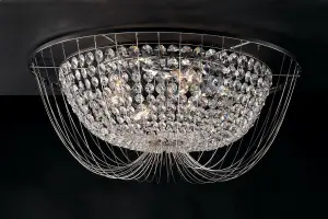 Luminosa Vienna Crystal K9 Flush Ceiling Light, Chrome, E14