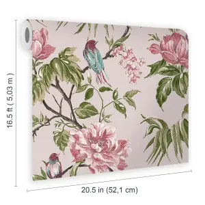 Next Birds & blooms Mauve Floral Smooth Wallpaper