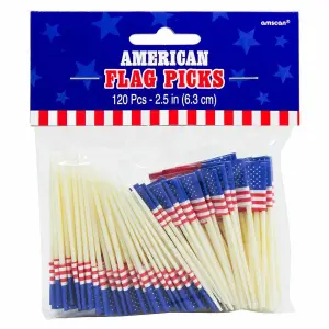 Amscan American Flag Party Picks (Pack of 120) White/Blue/Red (One Size)