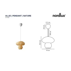 Nordlux Allie Indoor Dining Living Kitchen Hallway Pendant In Nature (Diam) 30cm